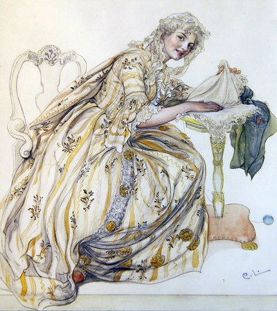 Dekoracja świąteczna (akwarela na papierze) autorstwa Carl Larsson