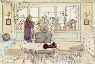 Kwiaty na parapecie, z cyklu „Dom”, ok. 1895 r. autorstwa Carl Larsson