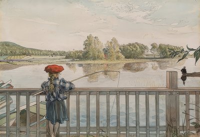 Lisbeth łowi ryby. Około 1895 r. autorstwa Carl Larsson