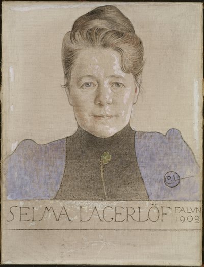 Selma Lagerlof - Portret autorki Selmy Lagerloef (1858-1940), autorstwa Larssona, Carla (1853-1919). Kreda i olej na płótnie autorstwa Carl Larsson