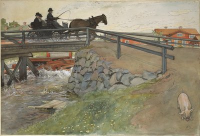Most. Z cyklu Dom (26 akwarel) autorstwa Carl Larsson