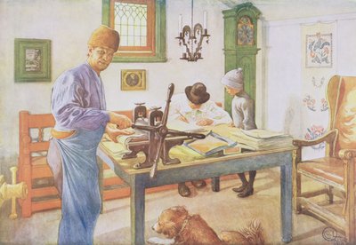 Gabinet Druków, wyd. w „Last Licht Hinten” („Wpuśćmy więcej światła”), 1910 autorstwa Carl Larsson