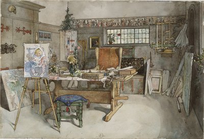 Studio, z cyklu Dom, ok.1895 (wc na papierze) autorstwa Carl Larsson
