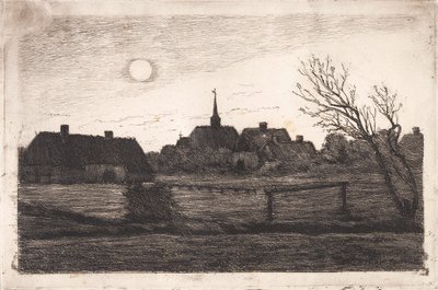 Kościół Hornbæk, letni wieczór autorstwa Carl Locher