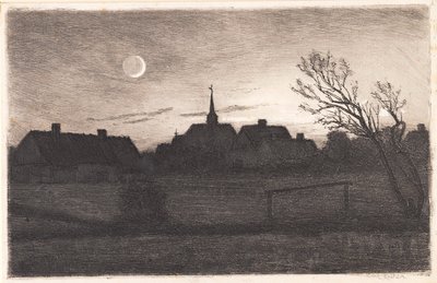 Kościół Hornbæk, letni wieczór autorstwa Carl Locher