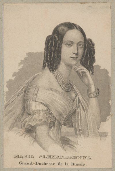 Maria Aleksandrowna (urodzona jako Maksymiliana Wilhelmina Maria von Hessen-Darmstadt, 1824 Darmstadt - 1880 Petersburg) - najmłodsza córka Ludwika II Heskiego i Wilhelminy Badeńskiej, księżna Hesji, cesarzowa Rosji jako żona cara Aleksandra II autorstwa Carl Mayer