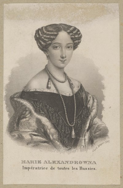 Maria Aleksandrowna (z domu Maksymiliana Wilhelmina Maria von Hessen-Darmstadt, 1824 Darmstadt - 1880 Petersburg) - najmłodsza córka Ludwika II Heskiego i Wilhelminy Badeńskiej, księżna Hesji, cesarzowa Rosji jako żona cara Aleksandra II autorstwa Carl Mayer