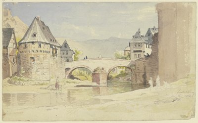 Zniszczony Kamienny Most z 1556 roku nad rzeką Wisper w Lorch w regionie Rheingau autorstwa Carl Morgenstern