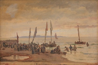 Powracający rybacy są mile widziani w Hornbæk Strand autorstwa Carl Neumann