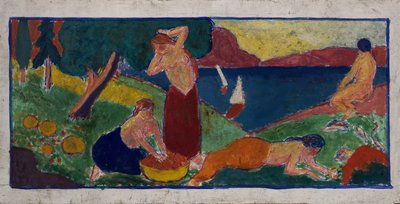 Kobiety w krajobrazie z niebieską obwódką, przed 1932 r. autorstwa Carl Newman