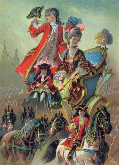 W rydwanie, ilustracja z „Dziadka do orzechów”, E.T.A Hoffman (1776-1822) 1883 autorstwa Carl Offterdinger