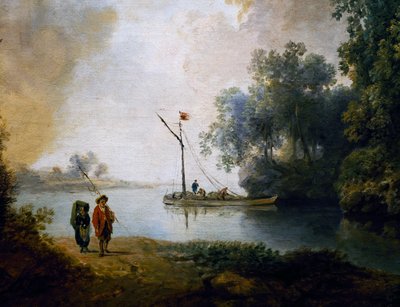 Krajobraz z rzeką, ok. 1780, Carl Philipp Schallhas (1767-1797), detal, Węgry autorstwa Carl Philipp Schallhas