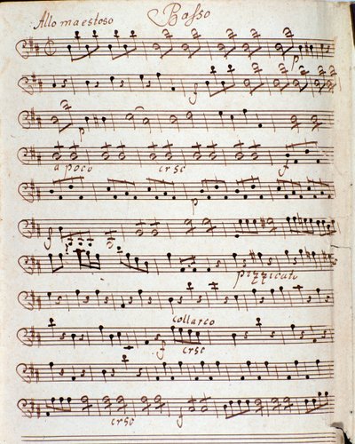 Strona partytury muzycznej Koncertu D-dur Karla Philippa Stamitza autorstwa Carl Philipp Stamitz