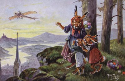 Króliki rozmawiają o samolocie (kolor lito) autorstwa Carl Robert Arthur Thiele