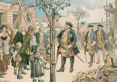 Fryderyk Wilhelm I (1688-1740) z przesiedlonymi Salzburgami w Prusach Wschodnich w 1739 r. autorstwa Carl Rohling