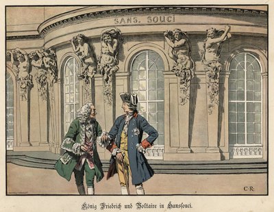 Fryderyk Wielki i Wolter w Sanssouci autorstwa Carl Röchling