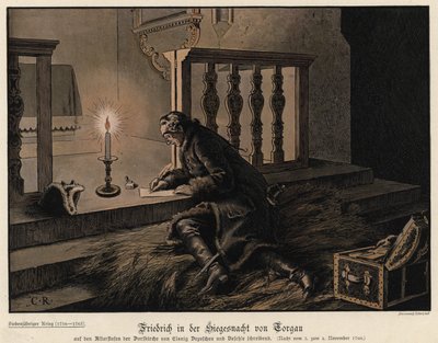 Fryderyk Wielki Pruski w noc zwycięstwa w bitwie pod Torgau autorstwa Carl Röchling