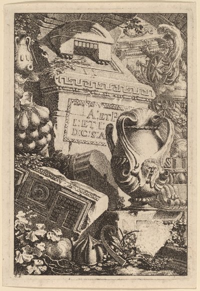 Fantazja antycznego grobowca z fragmentami architektury i rzeźby autorstwa Carl Schütz