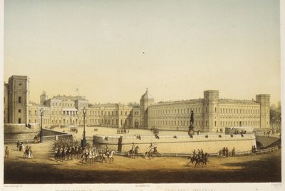 Widok na główny pałac Gatchina, połowa XIX wieku. autorstwa Carl Schulz