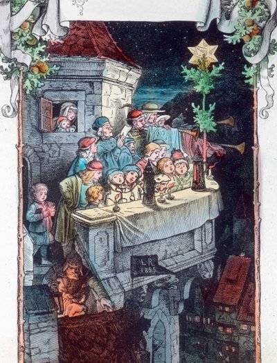Chwała Bogu w najwyższym niebie. Ilustracja autorstwa niemieckiego malarza i grafika Fritza Richtera (1904-1981). Data powstania obrazu: około 1930 roku. Archiwum Carla Sinona autorstwa Carl Simon