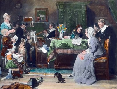 Koncert rodzinny. Obraz namalowany przez niemieckiego malarza Fritza von Uhde (1848 - 1911) w 1881 roku. Data powstania obrazu: około 1890 roku. Archiwum Carla Simona autorstwa Carl Simon