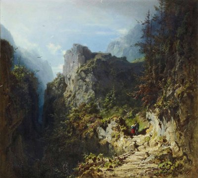 Krajobraz górski z kochankami autorstwa Carl Spitzweg