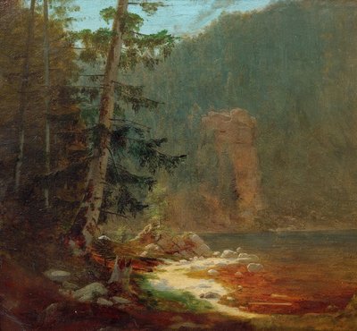 Skalny wąwóz ze strumieniem w pobliżu Lenggries autorstwa Carl Spitzweg