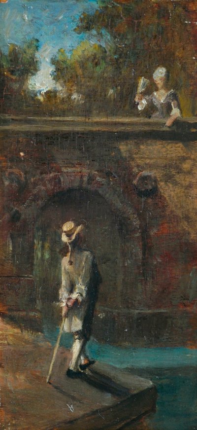 Galantyczna scena na moście rzecznym autorstwa Carl Spitzweg