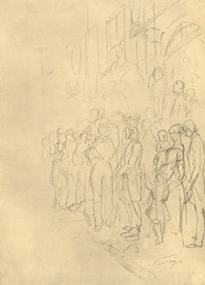 W oczekiwaniu na procesję, połowa końca XIX w., ok. 1924. autorstwa Carl Spitzweg