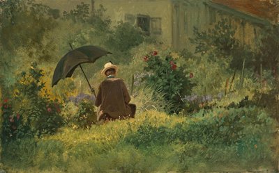 Malarz w ogrodzie, ok. 1860 (olej na płótnie) autorstwa Carl Spitzweg