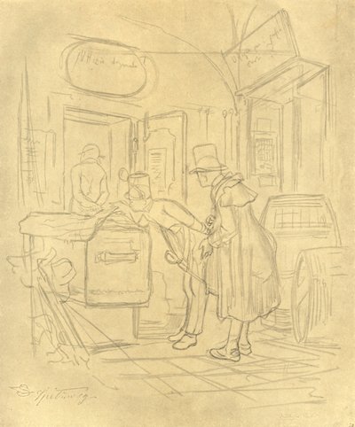 Zollvisitation I, połowa końca XIX wieku, ok. 1924. autorstwa Carl Spitzweg