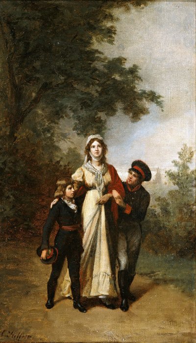 Królowa Luiza z synami w parku Luisenwahl, ok. 1886. autorstwa Carl Steffeck