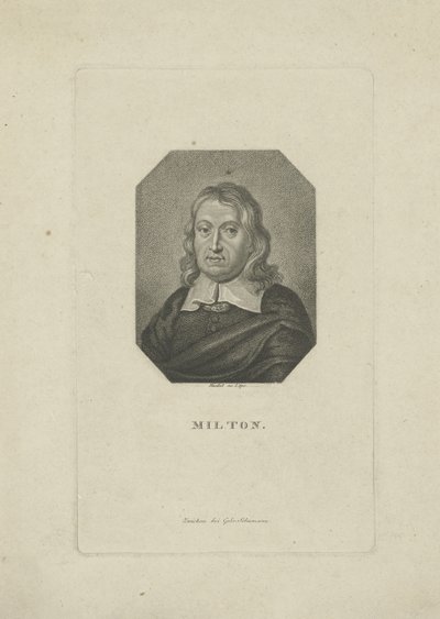 Portret poety Johna Miltona 1608-1674, ok. 1818-1821. autorstwa Carl Traugott Riedel