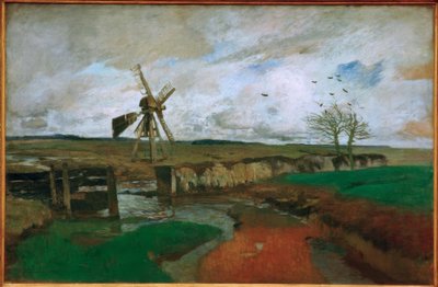 Krajobraz z wiatrakiem autorstwa Carl Vinnen