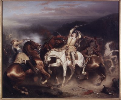 Król Szwecji Gustaw II Adolf, znany jako Wielki lub Lew Północny, w bitwie pod Trzcianą (lub bitwa pod Honigfelde lub Sztumem) czerwiec 1629 - Król Szwecji Gustaw II Adolf (1594-1632) pod Sztumem, Wahlbom , Karol (1810-1858). olej na płótnie autorstwa Carl Wahlbom