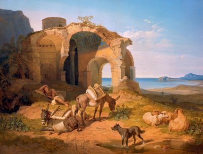 Krajobraz z ruinami bizantyjskiego kościoła autorstwa Carl Wilhelm von Heideck