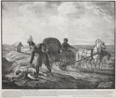 Cesarz Aleksander I pomaga potrzebującej osobie, 1820 r. autorstwa Carl von Hampeln