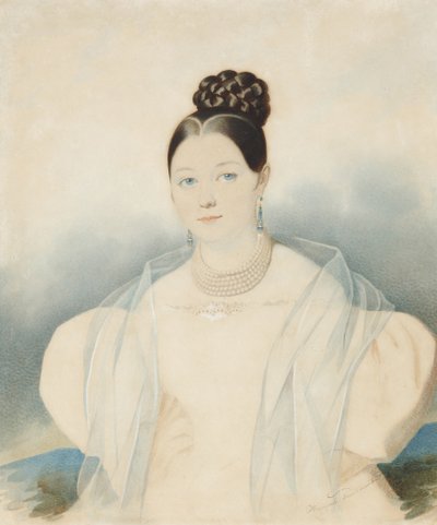 Portret hrabiny Jekateriny Aleksandrownej Zubowej, z domu Obolenskaya 1811-1843, lata 30. XIX wieku. autorstwa Carl von Hampeln