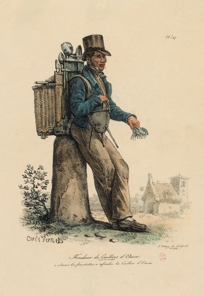 Założyciel cynowych widelców i łyżek z „Les Cris de Paris” autorstwa Carle Vernet