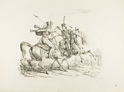 Hussard zabija kozaka szablą autorstwa Carle Vernet