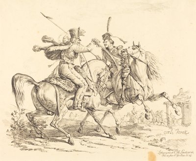 Hussard uderzający kozakiem autorstwa Carle Vernet