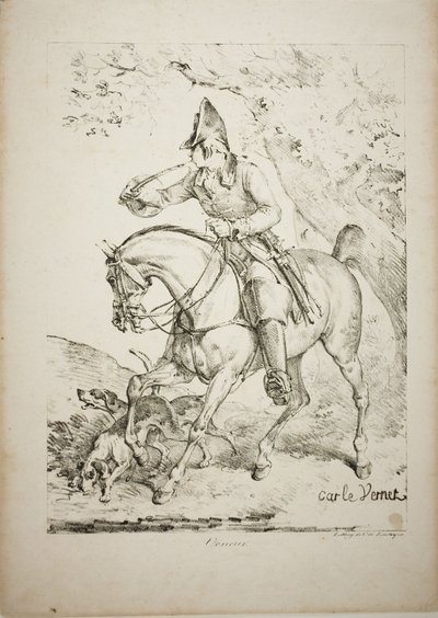 Łowca konny grający w róg autorstwa Carle Vernet