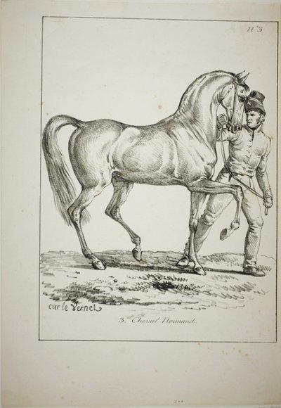 Gwardia królewska, Norman Cavalier, nie w pełnym stroju, i koń, nr 3 autorstwa Carle Vernet
