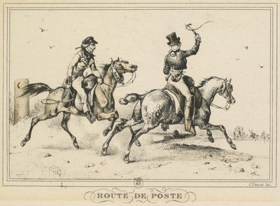 Sceny z życia codziennego, drogi i ścieżki: Droga pocztowa..., 1817. autorstwa Carle Vernet
