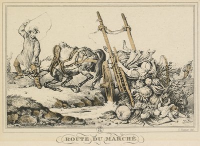 Sceny z życia codziennego, drogi i ścieżki: Droga na rynek, 1819. autorstwa Carle Vernet