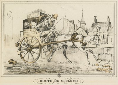 Sceny z życia codziennego, drogi i ścieżki: droga do Saint-Cloud autorstwa Carle Vernet
