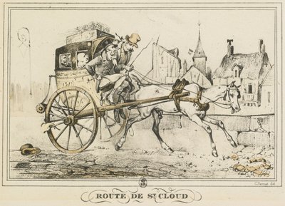 Sceny z życia codziennego, drogi i ścieżki: Droga do Saint-Cloud..., 1816. autorstwa Carle Vernet