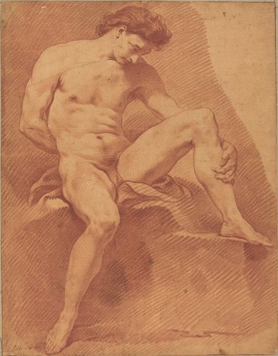 Siedzący mężczyzna nago autorstwa Carle van Loo