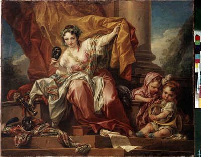 Alegoria komedii. Obraz Carle Van Loo (1705-1765). olej na płótnie autorstwa Carle van Loo