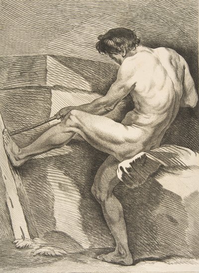 Akademia: człowiek ciągnący sznur, 1742-43. autorstwa Carle van Loo